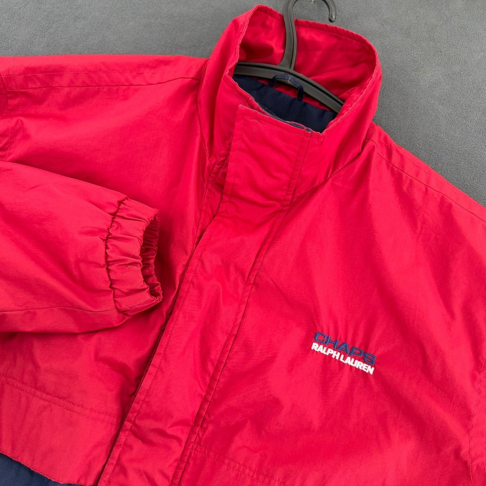Vtg 90s Chaps Ralph Lauren Windbreaker Jacket Red Navy Colorblock Mens Size L
